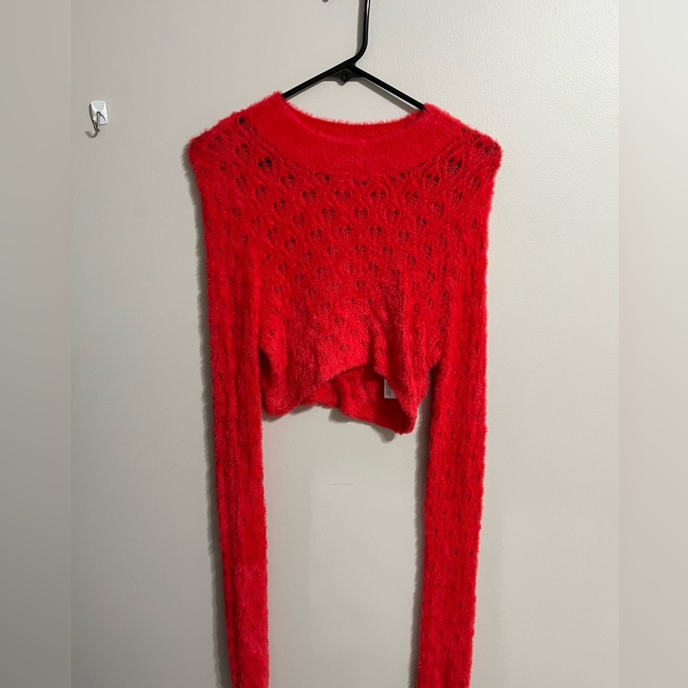 For Love and Lemons Cropped Heart Sweater NWT